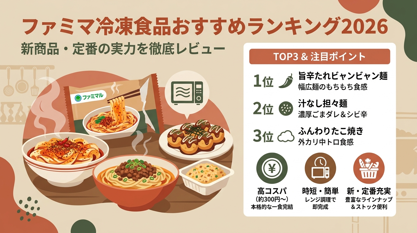 ファミマ冷凍食品おすすめランキング2026 新商品・定番の実力を徹底レビュー アイキャッチ（PC用）