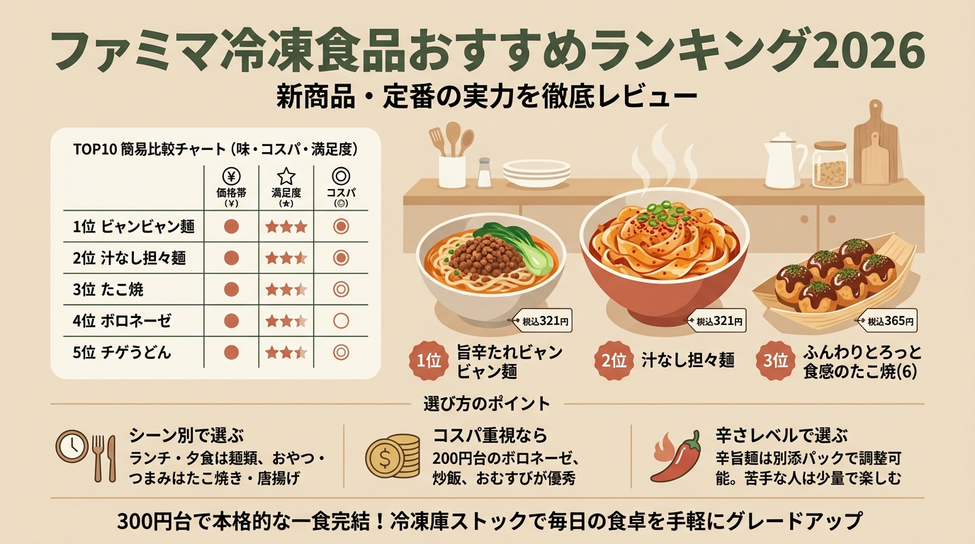 ファミマ冷凍食品おすすめランキング2026 新商品・定番の実力を徹底レビュー アイキャッチ（PC用）