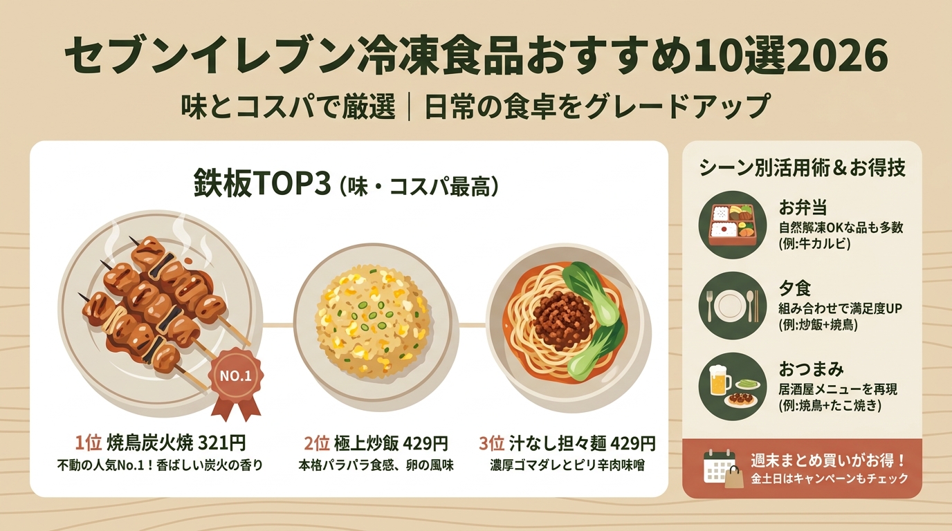 セブンイレブン冷凍食品おすすめ10選2026｜味とコスパで厳選 アイキャッチ（PC用）
